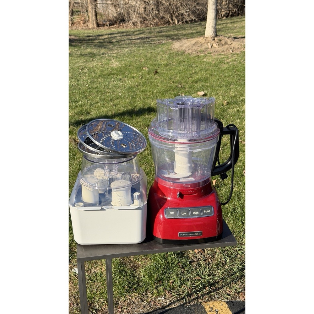 KitchenAid Red Food Processor w/ Accessories Discs Storage Case Tested